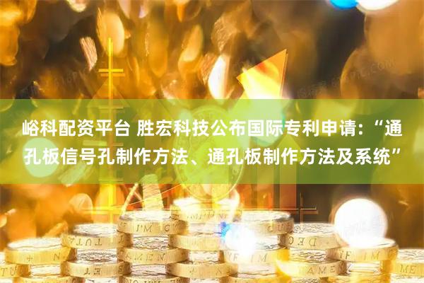 峪科配资平台 胜宏科技公布国际专利申请: “通孔板信号孔制作方法、通孔板制作方法及系统”