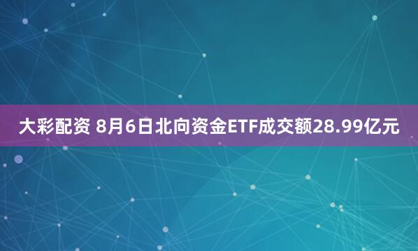 大彩配资 8月6日北向资金ETF成交额28.99亿元